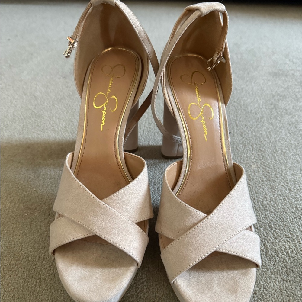 Jessica Simpson Nude Crisscross Heels